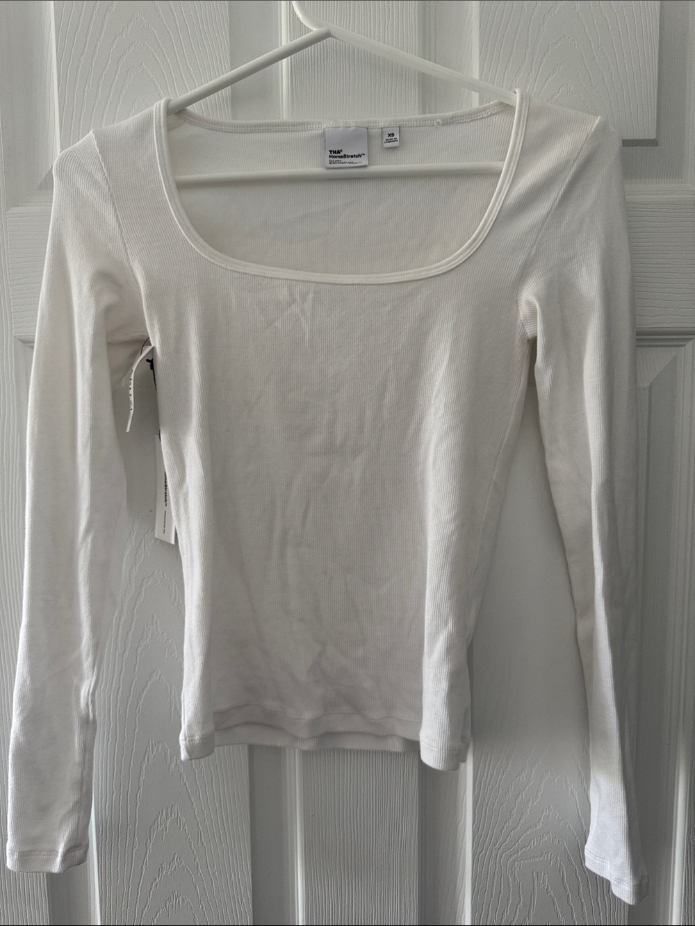 TNA White Scoop Neck Long Sleeve Tee